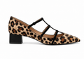 Zapato de Tacón Bajo con Tiras Marina Leopardo