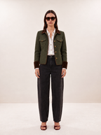 Chaqueta Tweed con Terciopelo Teresa Verde Bosque