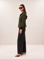 Chaqueta Tweed con Terciopelo Teresa Verde Bosque