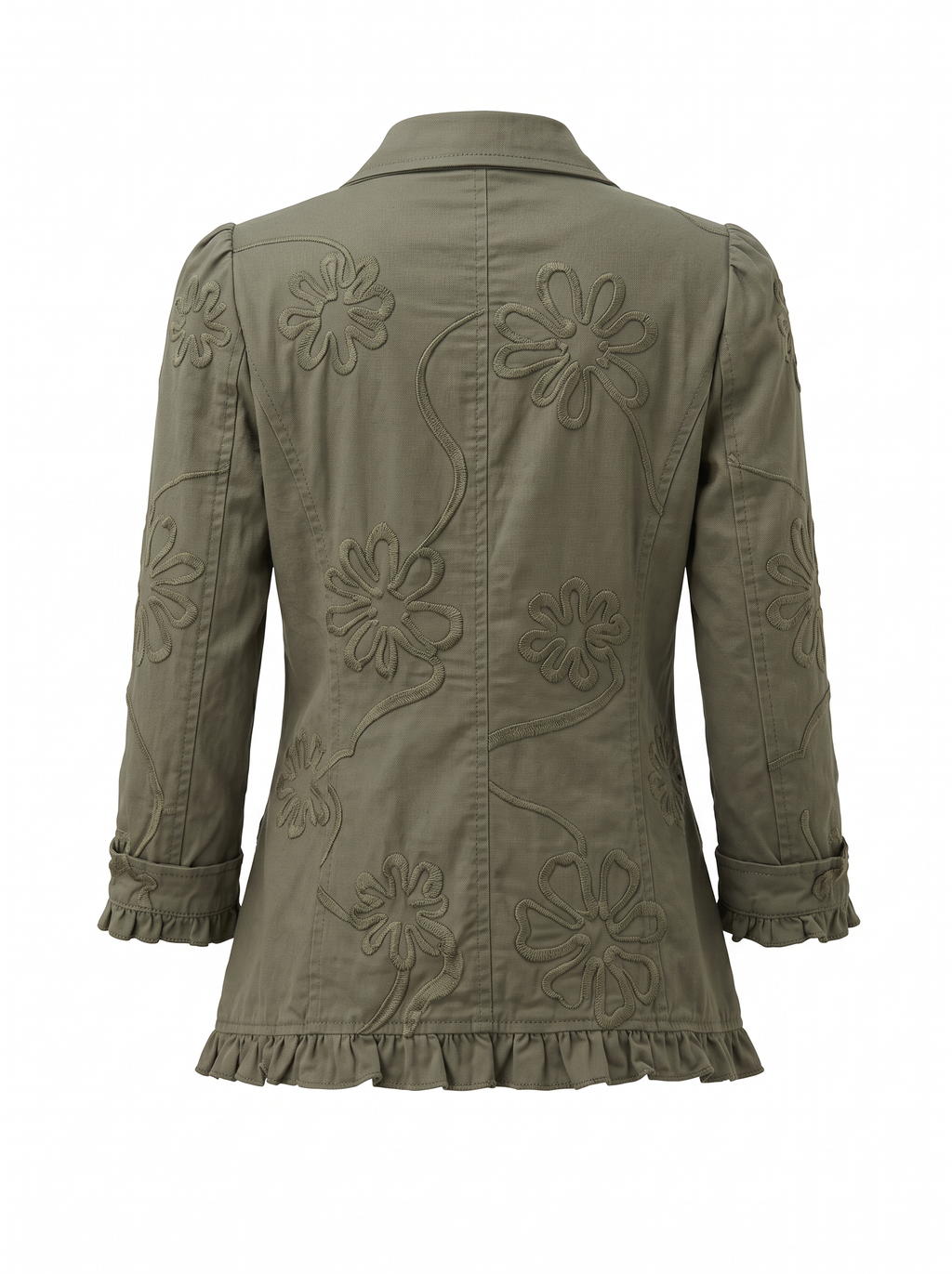 Chaqueta Ximena Lino Bordado con Volante
