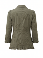 Chaqueta Ximena Lino Bordado con Volante