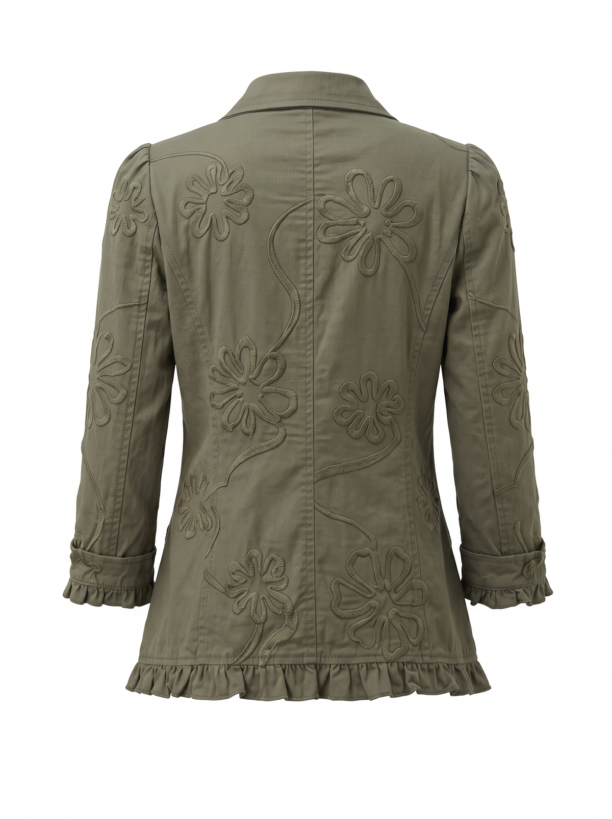 Chaqueta Ximena Lino Bordado con Volante
