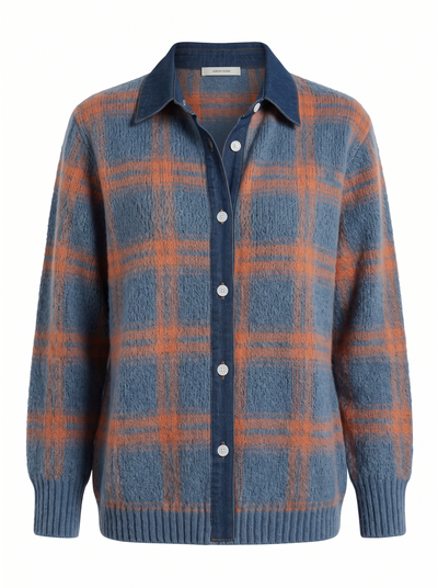 Chaqueta Teresa Tartán azul denim