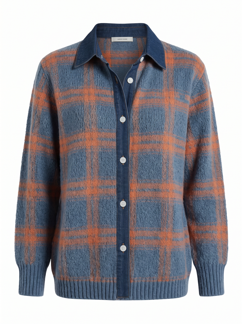 Chaqueta Teresa Tartán azul denim
