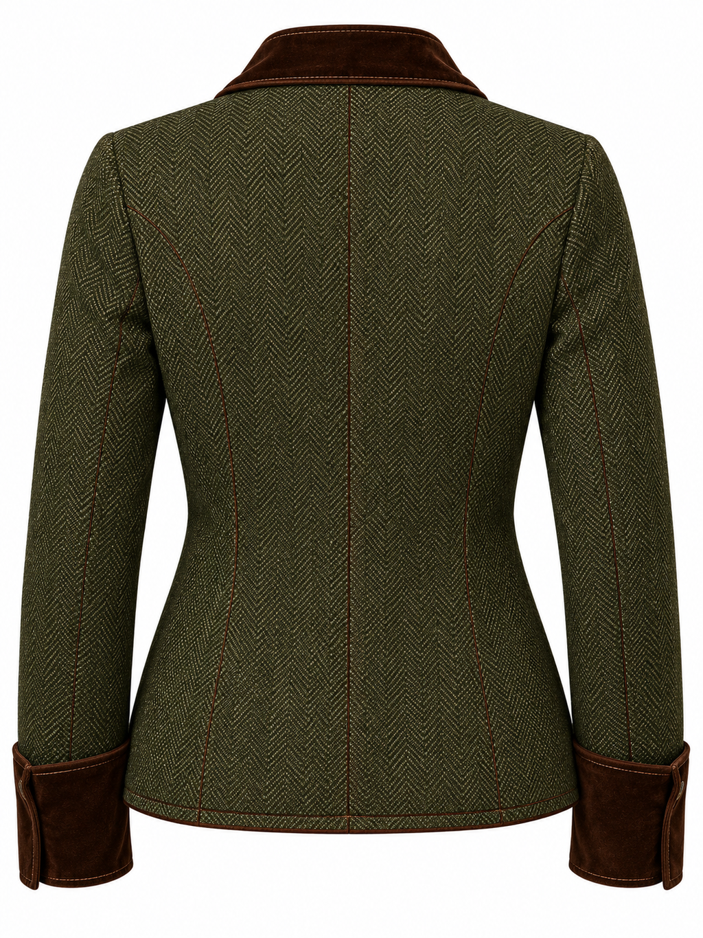 Chaqueta Tweed con Terciopelo Teresa Verde Bosque