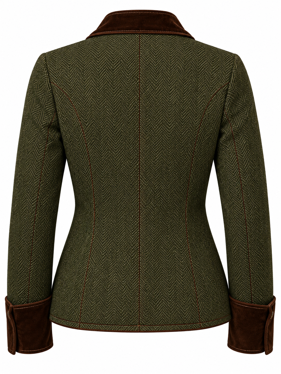 Chaqueta Tweed con Terciopelo Teresa Verde Bosque