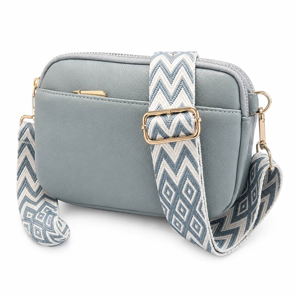 Bolso Bandolera con Asa Estampada Alma Azul Niebla