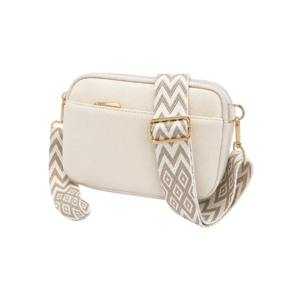 Bolso Bandolera con Asa Estampada Julieta Crema