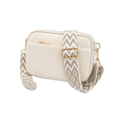 Bolso Bandolera con Asa Estampada Julieta Crema