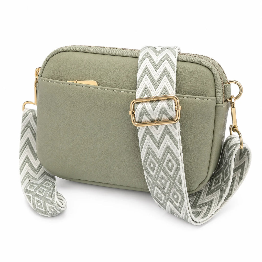 Bolso Bandolera con Asa Estampada Salma Verde Salvia