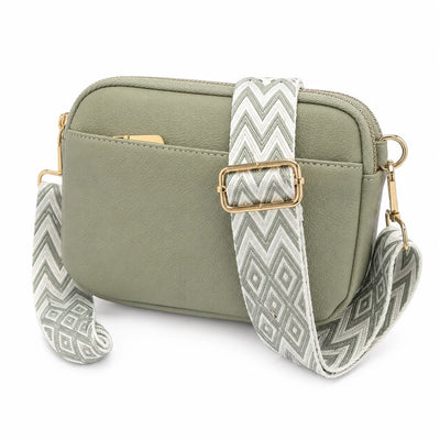 Bolso Bandolera con Asa Estampada Salma Verde Salvia