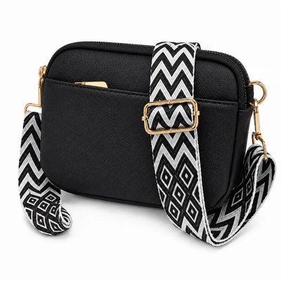 Bolso Bandolera con Asa Estampada Nora Negro