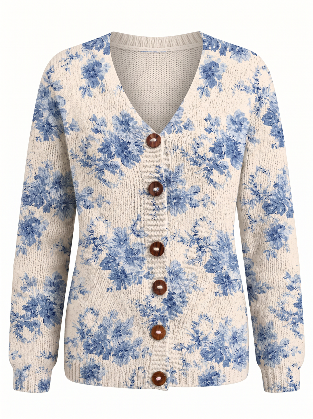 Chaqueta Rocío Punto Grueso con Estampado Floral