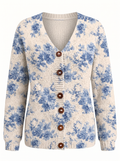 Chaqueta Rocío Punto Grueso con Estampado Floral