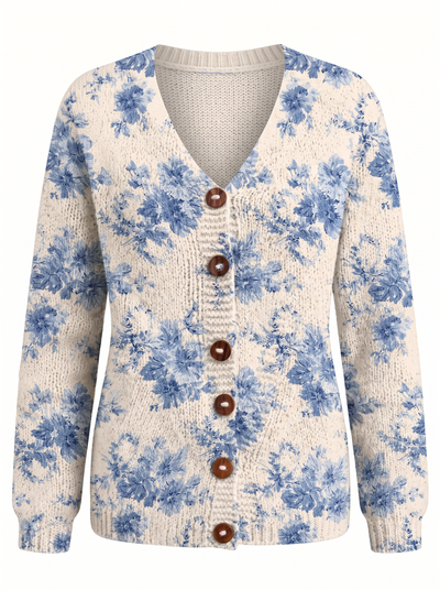 Chaqueta Rocío Punto Grueso con Estampado Floral