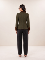 Chaqueta Tweed con Terciopelo Teresa Verde Bosque