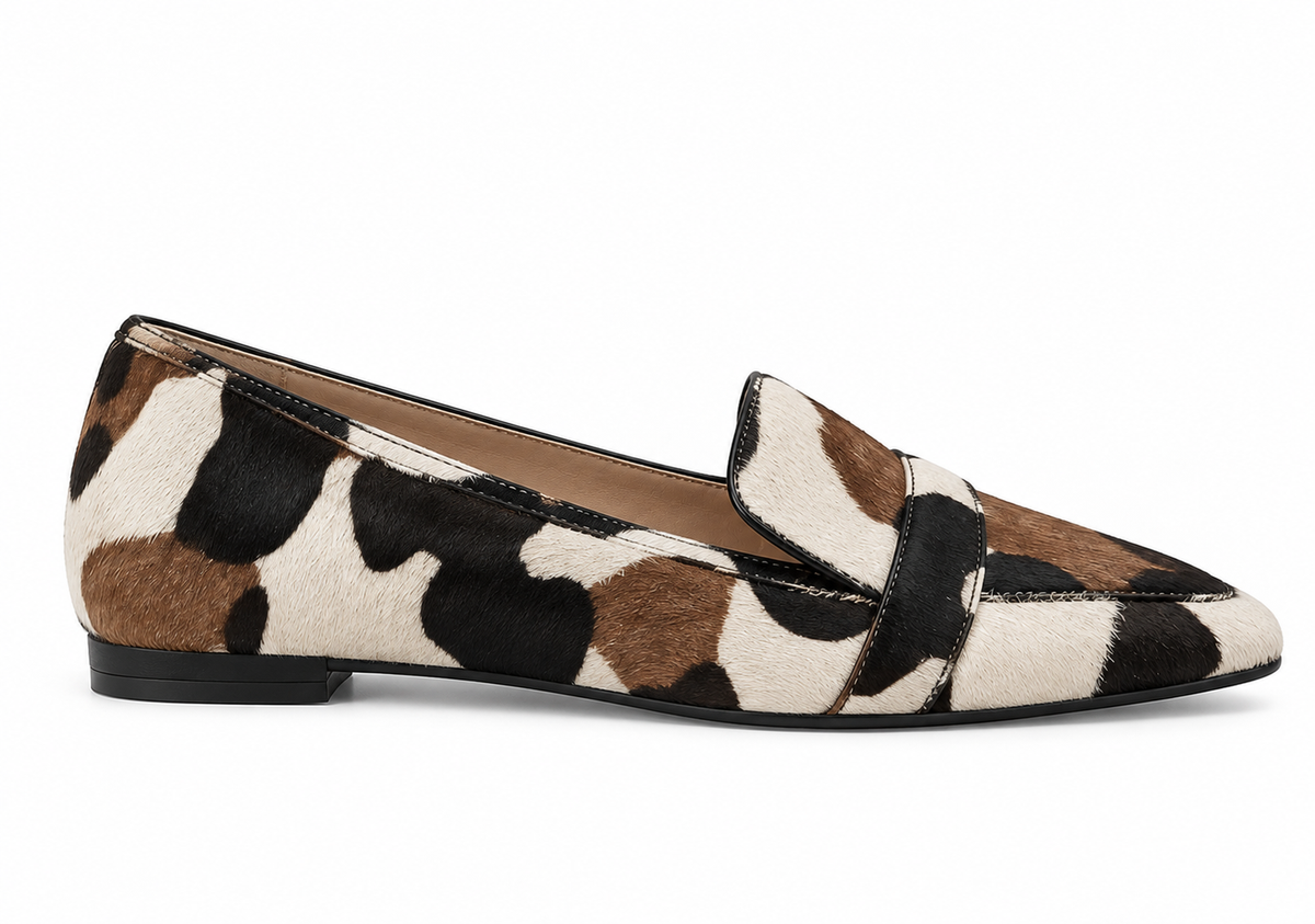 Mocasín Puntiagudo Mercedes Estampado Vaca