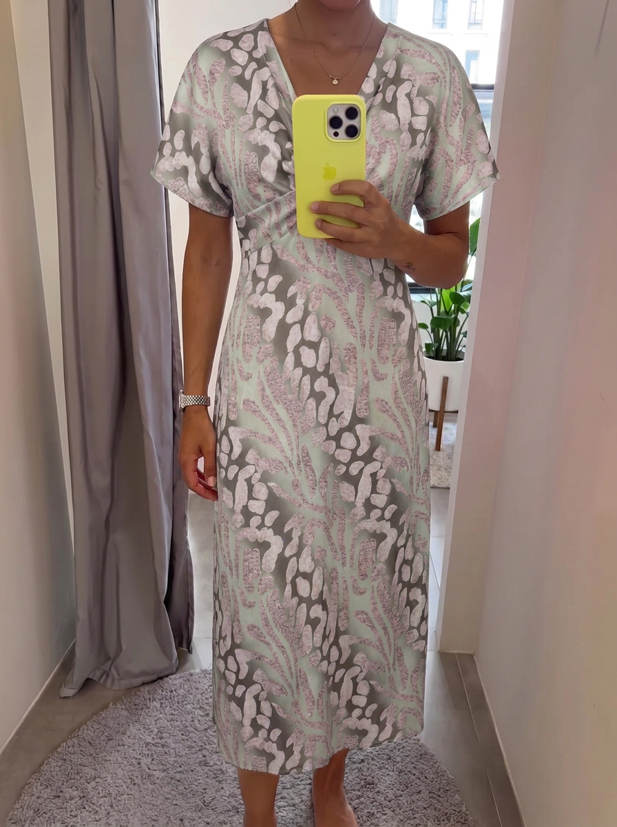 Vestido Rocío Salvia y rosa